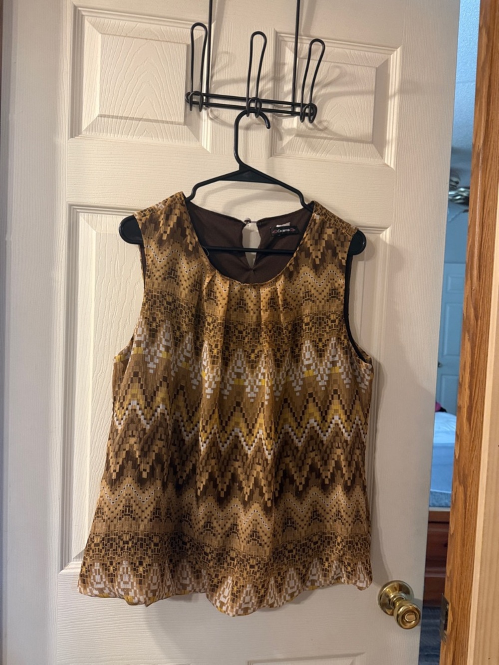 Cocomo Brown and Tan Zigzag Sleeveless Camisole